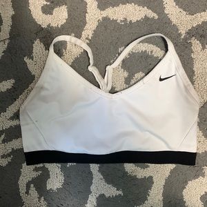 Nike Indy Sports Bra White & Black Womens XL Mesh Y Back Light Support